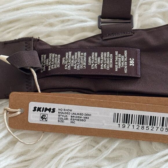 Skims No Show Unlined Demi Bra Espresso Size 36C - Picture 8 of 8